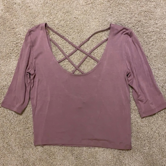 Purple Crop Top with Criss Cross Back - Picture 1 of 5